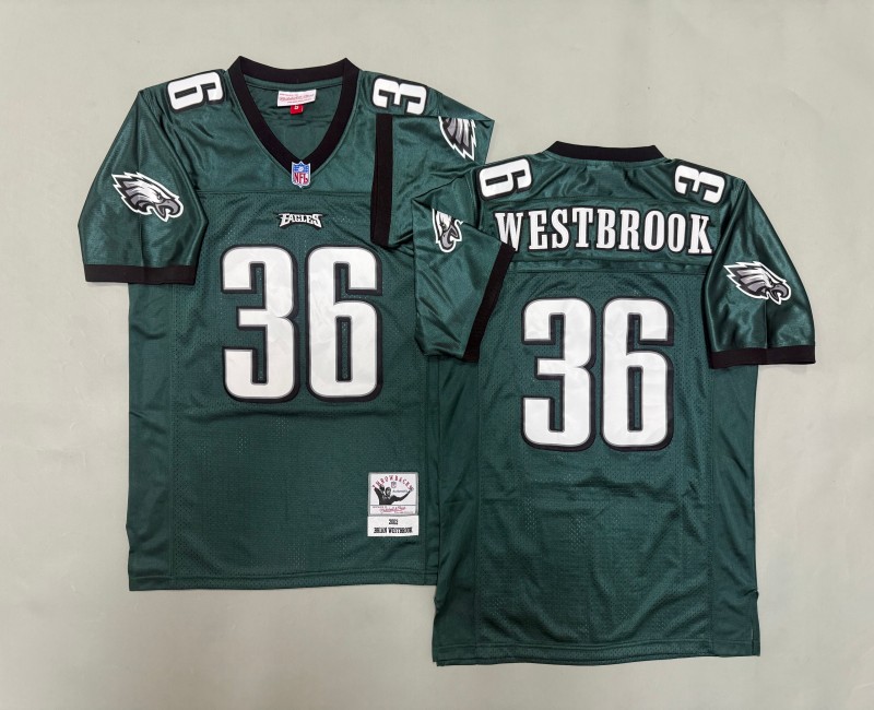 Men's Philadelphia Eagles #36 Brian Westbrook Mitchell & Ness 2003 Throwbacks Authentics Green Jersey