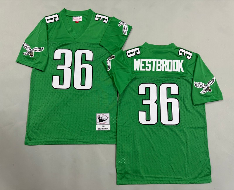 Men's Philadelphia Eagles #36 Brian Westbrook Mitchell & Ness 2003 Throwbacks Authentics Kelly Green Jersey