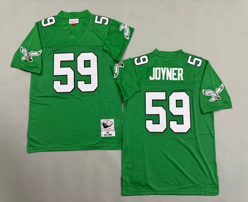 Men's Philadelphia Eagles #59 Seth Joyner Mitchell & Ness 1990 Throwbacks Authentics Kelly Green Jersey