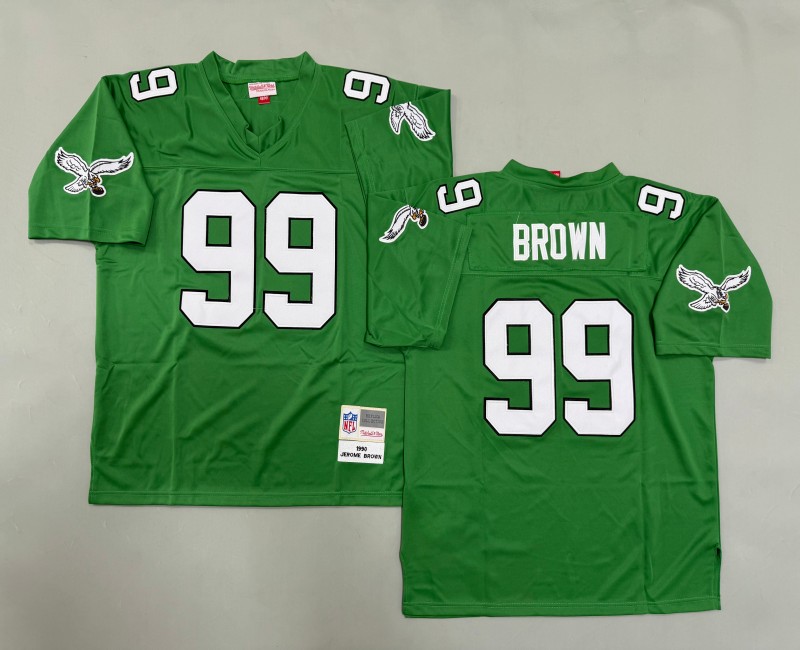 Men's Philadelphia Eagles #99 Jerome Brown Mitchell & Ness 1990 Replica Collection Kelly Green Jersey