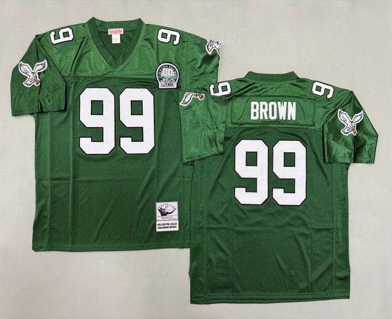Men's Philadelphia Eagles #99 Jerome Brown Mitchell & Ness Throwbacks Authentics Green Jersey