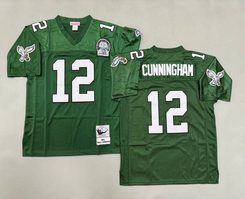 Men's Philadelphia Eagles #12 Randall Cunningham Mitchell & Ness 1992 Throwbacks Authentics Green Jersey