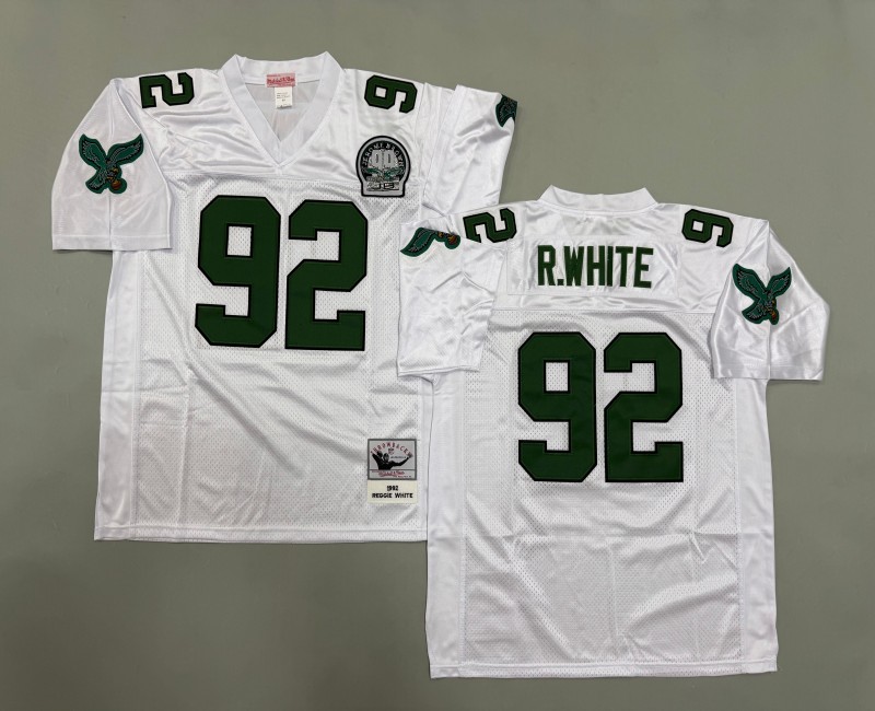 Men's Philadelphia Eagles #92 Reggie White Mitchell & Ness 1992 Throwbacks Authentics White Jersey