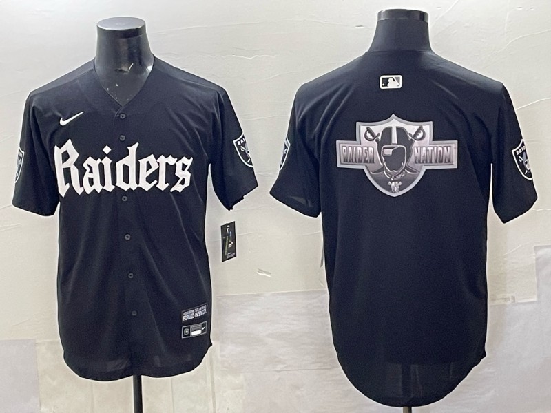 Men's Las Vegas Raiders Team Big Logo Black 'Gothic Sin City Shadows Edition' Vapor Limited Stitched Baseball Jerseys