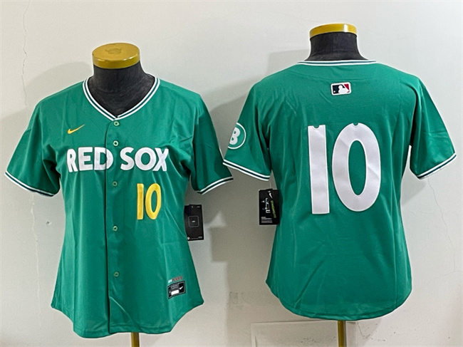 Youth Boston Red Sox #10 Trevor Story Green 2025 City Connect Limited Stitched Baseball Jersey