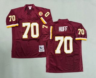 Men's Washington Redskins #70 Sam Huff Mitchell & Ness Throwbacks Authentics Burgundy Jersey