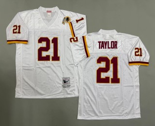 Men's Washington Redskins #21 Sean Taylor Mitchell & Ness Throwbacks Authentics White Jersey