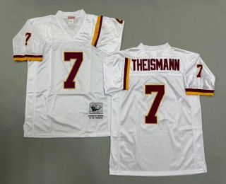 Men's Washington Redskins #7 Joe Theismann Mitchell & Ness Throwbacks Authentics White Jersey