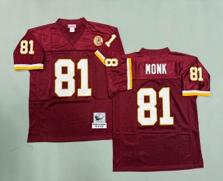 Men's Washington Redskins #81 Art Monk Mitchell & Ness Throwbacks Authentics Burgundy Jersey