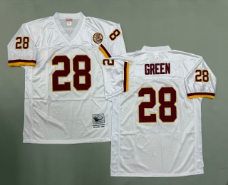 Men's Washington Redskins #28 Darrell Green Mitchell & Ness Throwbacks Authentics White Jersey