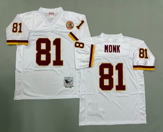 Men's Washington Redskins #81 Art Monk Mitchell & Ness Throwbacks Authentics White Jersey