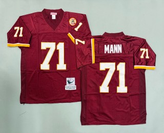 Men's Washington Redskins #71 Charles Mann Mitchell & Ness Throwbacks Authentics Burgundy Jersey