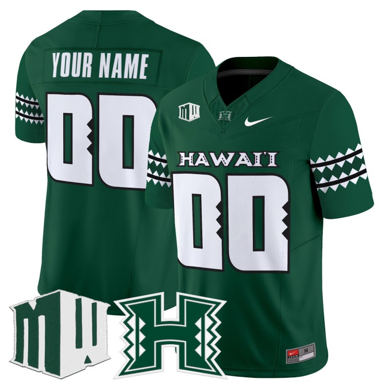 Men's Hawaii Rainbow Warriors Custom Green F.U.S.E. 2025 Vapor Limited Football Jersey