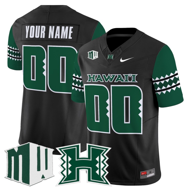 Men's Hawaii Rainbow Warriors Custom Home Black F.U.S.E. 2025 Vapor Limited Football Jersey