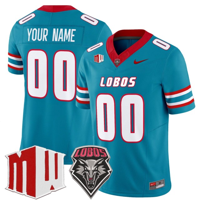Men's New Mexico Lobos Custom Turquoise F.U.S.E. 1973-79 Uniforms 2025 Vapor Limited Football Jersey