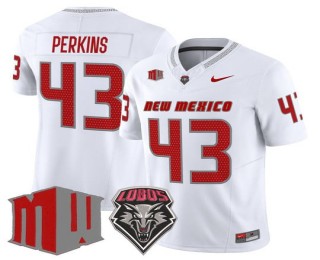 Men's New Mexico Lobos #43 Don Perkins White F.U.S.E. 2025 Vapor Limited Football Jersey