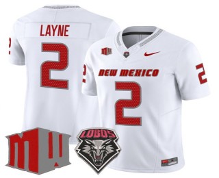 Men's New Mexico Lobos #2 Jack Layne White F.U.S.E. 2025 Vapor Limited Football Jersey