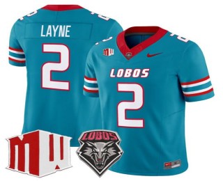 Men's New Mexico Lobos #2 Jack Layne Turquoise 1973-79 Uniforms 2025 F.U.S.E. Vapor Limited Football Jersey