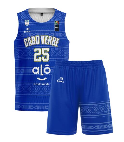 Men's Cabo Verde Customized Blue Basketball Jersey Suit