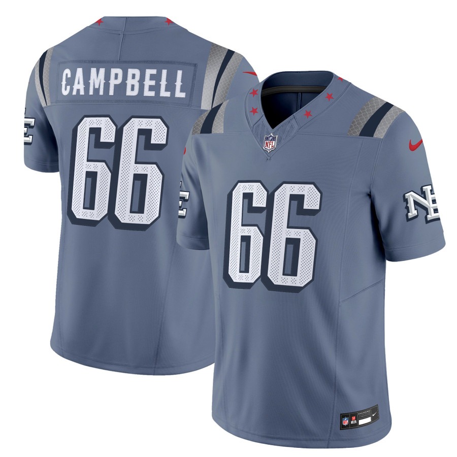 Men's New England Patriots #66 Will Campbell Nor'easter Rivalries 2025 F.U.S.E. Vapor Limited Jersey
