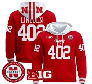Men's Nebraska Cornhuskers 402 Lincoln Scarlet 2025 Premium Pullover Hoodie - All Stitched