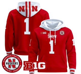 Men's Nebraska Cornhuskers #1 Scarlet 2025 Premium Pullover Hoodie - All Stitched