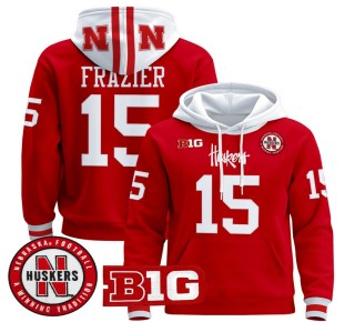 Men's Nebraska Cornhuskers #15 Tommie Frazier Scarlet 2025 Premium Pullover Hoodie - All Stitched