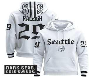 Men's Seattle Mariners #29 Cal Raleigh White 2025 'Deep Sea Gothic Edition' Premium Pullover Hoodie - All Stitched