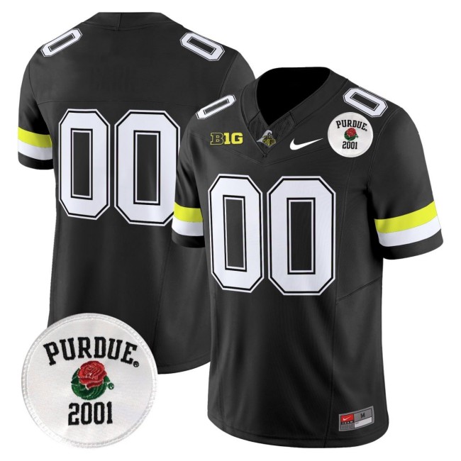 Purdue Boilermakers Custom Black With 2001 Rose Bowl Patch Nike FUSE Vapor Limited Stitched Fooball Jersey Purdue Boilermakers Custom Black With 2001 Rose Bowl Patch Nike FUSE Vapor Limited Stitched Fooball Jersey