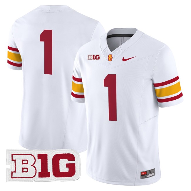 Men's USC Trojans #1 Throwback 2025 Nike Limited Football Jersey - White
