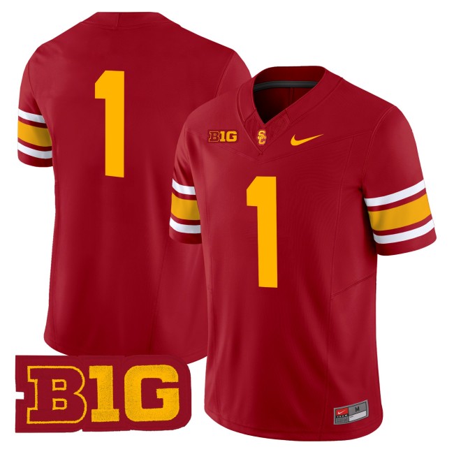 Men's USC Trojans #1 Throwback 2025 Nike Limited Football Jersey - Cardinal
