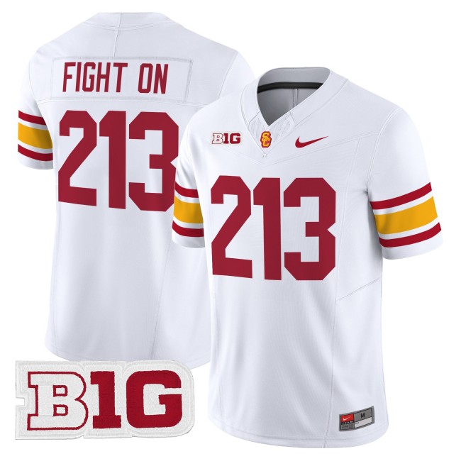 Men's USC Trojans 213 Fight On Throwback 2025 Nike Limited Football Jersey - White