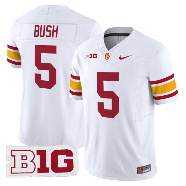 Men's USC Trojans #5 Reggie Bush Throwback 2025 Nike Limited Football Jersey - White