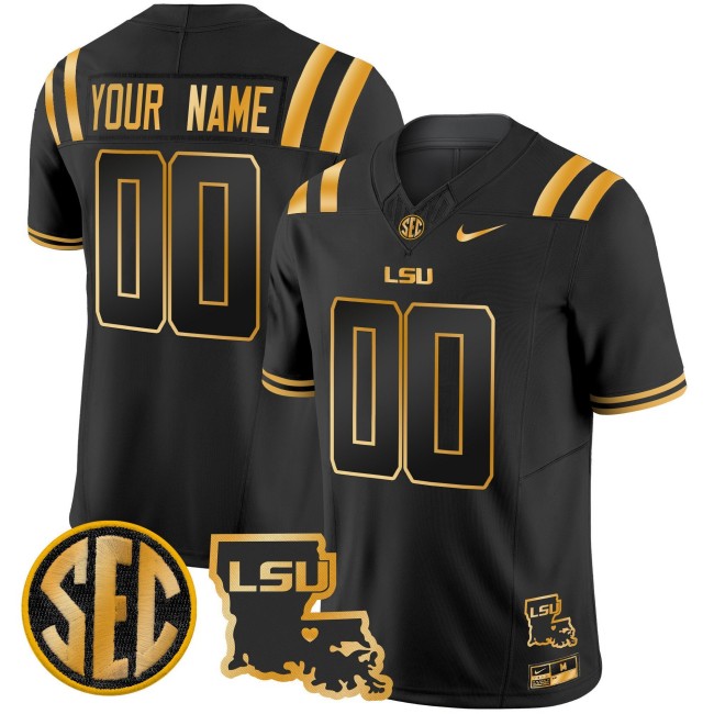 LSU Tigers Custom Black Gold 2025 Nike F.U.S.E. Limited Football Jersey LA State Map Patch LSU Tigers Custom Black Gold 2025 Nike F.U.S.E. Limited Football Jersey LA State Map Patch