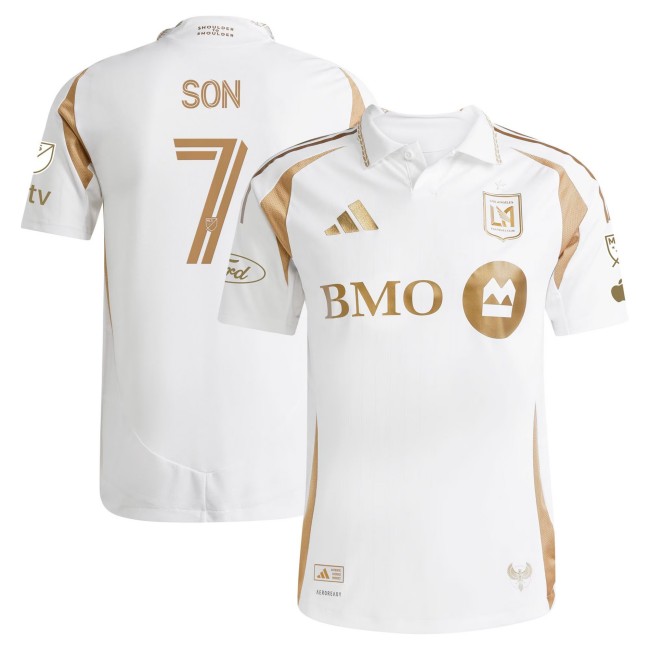 Men's Los Angeles FC #7 Son Heung-min Secondary White Gold 2025 adidas Authentic Jersey