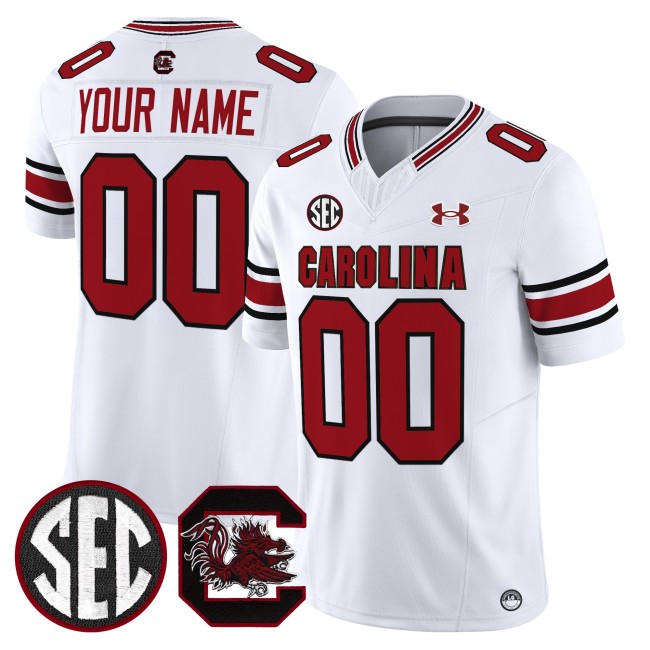 South Carolina Gamecocks Custom White 2025 Vapor Limited Stitched Football Jersey