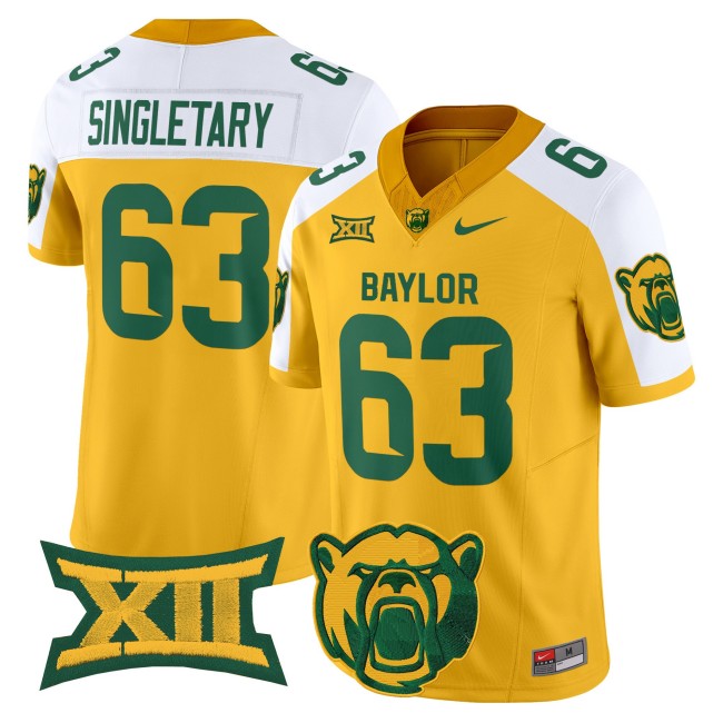 Men's Baylor Bears #63 Mike Singletary F.U.S.E. 2025 Vapor Limited V2 Jersey - Gold White