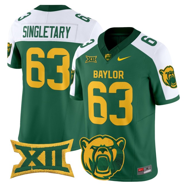 Men's Baylor Bears #63 Mike Singletary F.U.S.E. 2025 Vapor Limited V2 Jersey - Green White