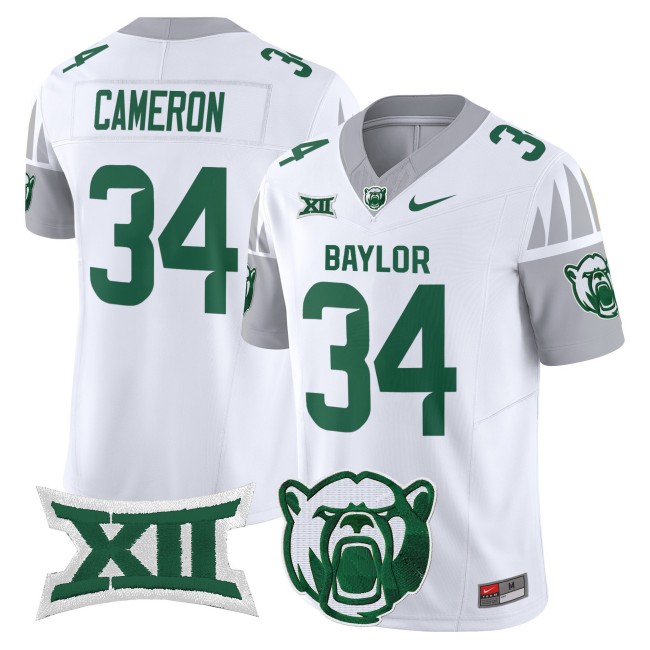 Men's Baylor Bears #34 Josh Cameron F.U.S.E. 2025 Vapor Limited V2 Jersey - White