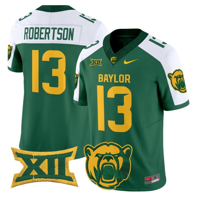 Men's Baylor Bears #13 Sawyer Robertson F.U.S.E. 2025 Vapor Limited V2 Jersey - Green White