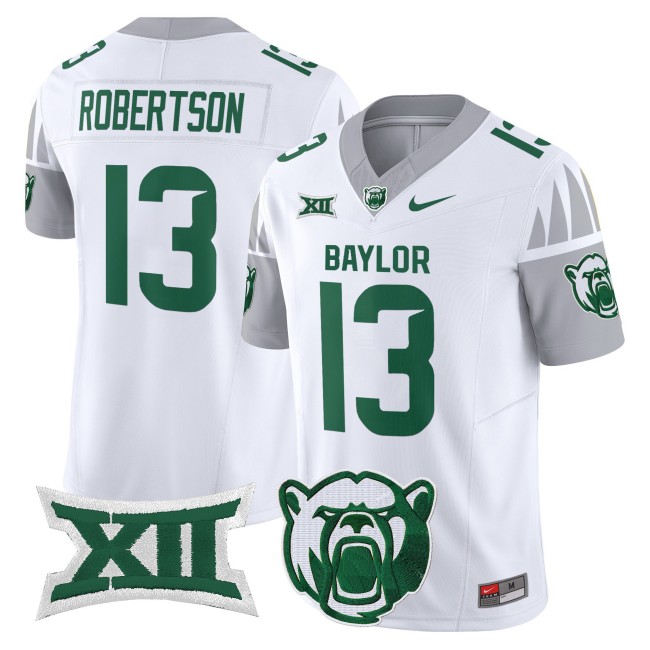 Men's Baylor Bears #13 Sawyer Robertson F.U.S.E. 2025 Vapor Limited V2 Jersey - White
