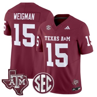 Men's Texas A&M Aggies #15 Conner Weigman 2025 Vapor Limited Jersey - Maroon