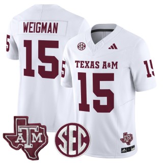 Men's Texas A&M Aggies #15 Conner Weigman 2025 Vapor Limited Jersey - White