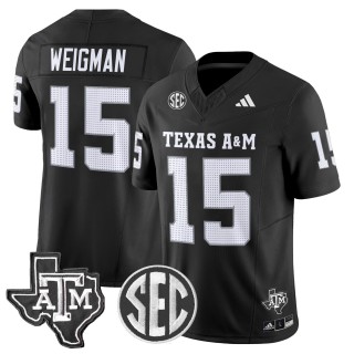 Men's Texas A&M Aggies #15 Conner Weigman 2025 Vapor Limited Jersey - Black