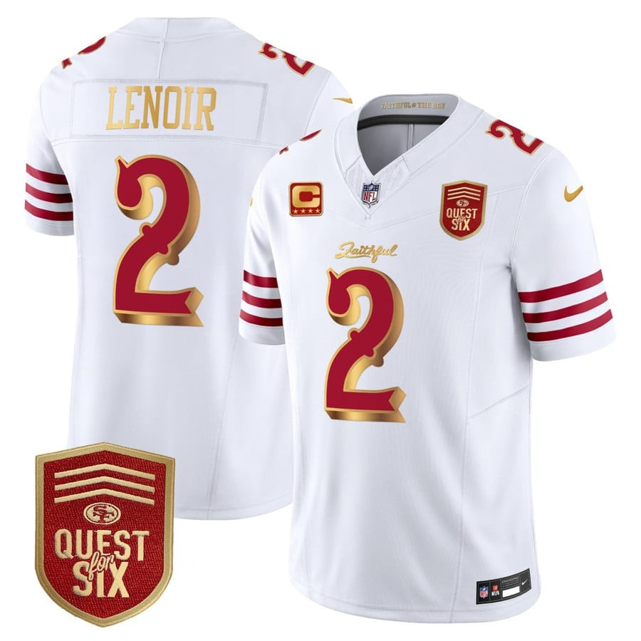 Men's San Francisco 49ers #2 Deommodore Lenoir Rivalries White Gold withe Patch Limited Stitched Jersey