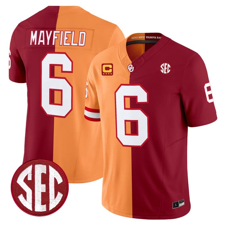 Men's Tampa Bay Buccaneers #6 Baker Mayfield OU Split Vapor Limited Stitched Jerseys