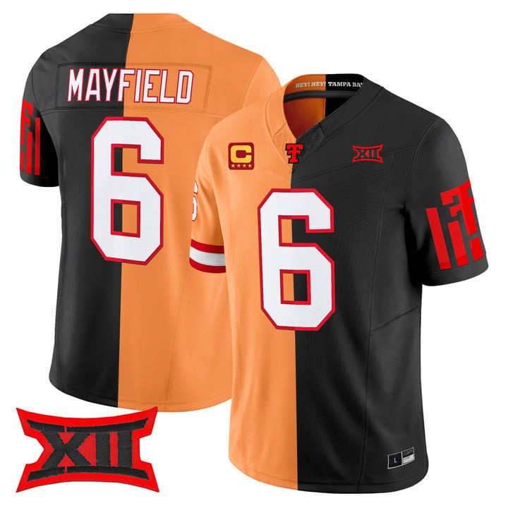 Men's Tampa Bay Buccaneers #6 Baker Mayfield TTU Split Vapor Limited Stitched Jersey