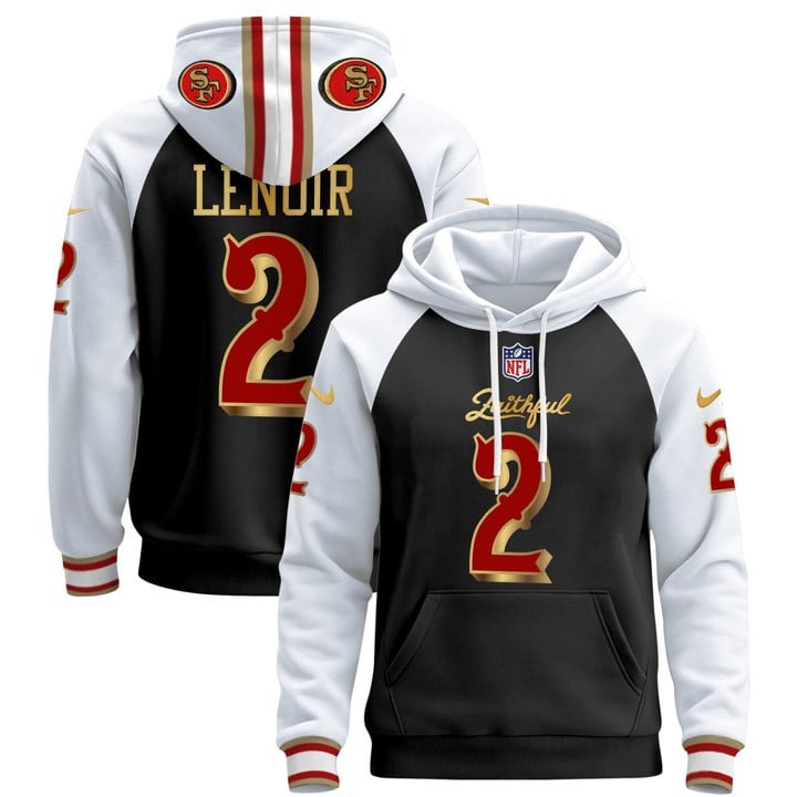 Men's 49ers #2 Deommodore Lenoir Black Alternate Stitched Pullover Hoodie