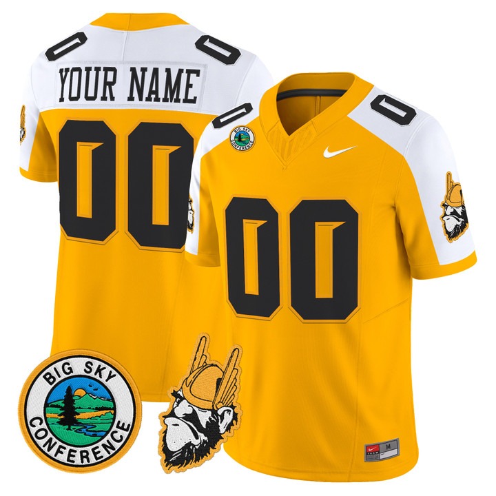 Men's Idaho Vandals Custom Gold Alternate 1975 Throwback Big Sky Conference patch Vapor Limited Stitched Football Jersey