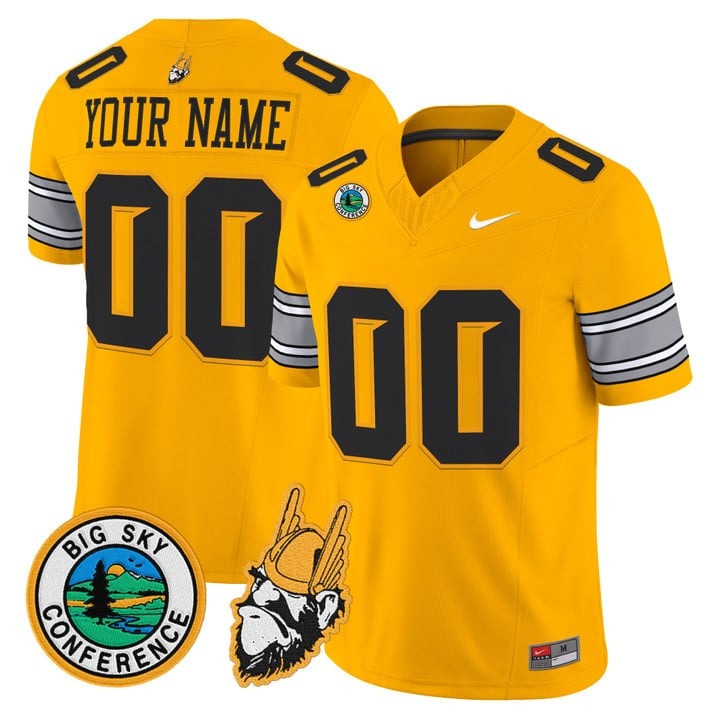 Men's Idaho Vandals Custom Gold 1975 Throwback Big Sky Conference patch Vapor Limited Stitched Football Jersey
